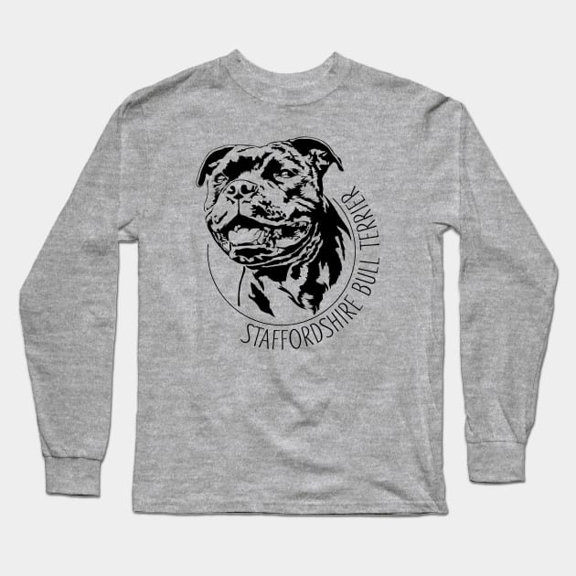 Staffordshire Bull Terrier lover dog portrait Long Sleeve T-Shirt by wilsigns